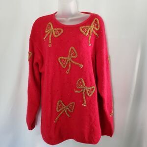 IB Diffusion Vtg 90's‎ Red Beaded Holiday Sweater